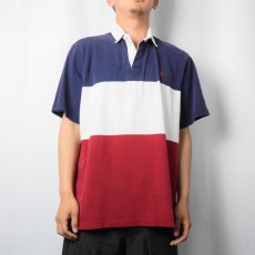 画像2: POLO Ralph Lauren トリコロールボーダー柄 ラガーシャツ L (2)