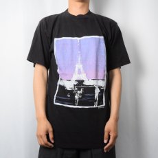 画像2: 80's エッフェル塔 アートプリントＴシャツ BLACK M (2)