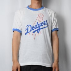 画像2: 80's Dodgers USA製 ベースボールチームプリントリンガーＴシャツ L (2)