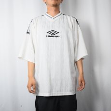 画像2: 90's UMBRO フロッキープリント ゲームシャツ XL (2)