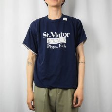 画像3: 70〜80's "St. Viator Phys. Ed." ダブルフェイス リバーシブルTシャツ NAVY (3)