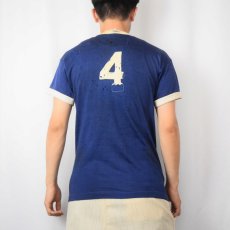 画像3: 50〜60's Southern "Lutherans" フェルトロゴ レーヨンリンガーTシャツ NAVY M (3)