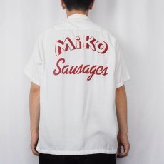 画像4: 60's Hale-Niu "Miko Sausages" フロッキープリント レーヨンボーリングシャツ M (4)