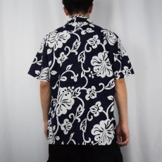 画像3: 60〜70's ROYAL HAWAIIAN ハイビスカス柄 コットンアロハシャツ NAVY (3)