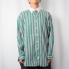 画像2: 90's Ralph Lauren "The Big Shirt" マルチストライプ柄 コットンボタンダウンシャツ L (2)