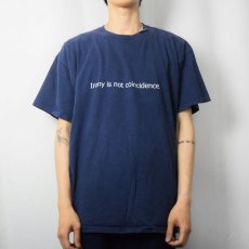 画像3: 2000's "Irony is not concidence." メッセージプリントTシャツ NAVY 2XL (3)