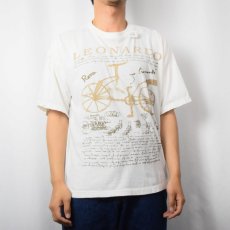 画像2: 80〜90's LEONARDO DA VINCI "Bicycle" アートプリントTシャツ (2)