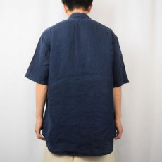 画像3: POLO Ralph Lauren ロゴ刺繍 リネンシャツ NAVY XL (3)