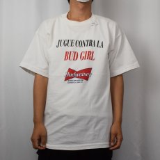 画像3: 90's Budweiser "JUGUE CONTRA LA BUD GIRL" ビールメーカープリントTシャツ XL (3)