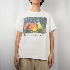 画像2: "Ruffin' it" 犬イラストプリントTシャツ M (2)