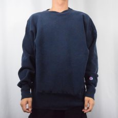 画像2: 90's Champion REVERSE WEAVE USA製 目無しスウェット NAVY L (2)