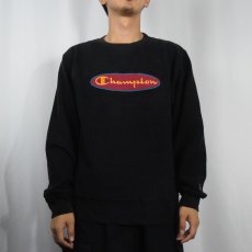 画像3: 90's Champion USA製 前V イレギュラー刺繍 スウェット BLACK M (3)