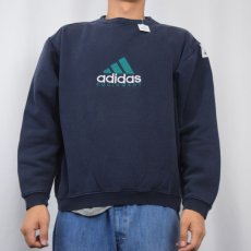 画像2: 90's adidas EQUIPMENT ロゴ刺繍スウェット NAVY S (2)