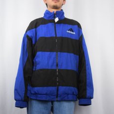 画像2: 90's adidas EQUIPMENT ボーダー切り替え ポリエステル×コットン ジップジャケット L (2)