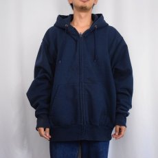 画像2: 90's CAMBER USA製 裏サーマル スウェットジップパーカー NAVY 2XL (2)