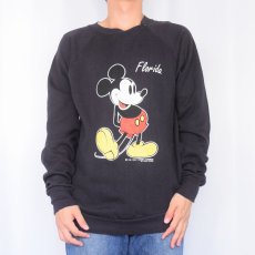 画像2: 70〜80's Disney MICKEY MOUSE USA製 "Florida" キャラクタープリント ラグランスウェット BLACK XL (2)