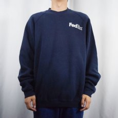 画像3: 90's FedEx USA製 企業ロゴプリントスウェット NAVY XL (3)