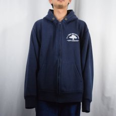 画像2: 90's CAMBER USA製 "A-1 TREE SERVICE CO." ロゴプリント 裏サーマル スウェットジップパーカー NAVY 2XL (2)