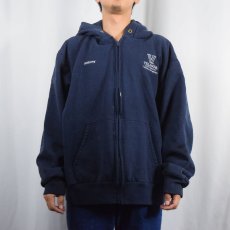 画像2: 90's CAMBER USA製 "VILLANOVA UNIVERSITY" ロゴ刺繍 裏サーマル スウェットジップパーカー NAVY 2XL (2)