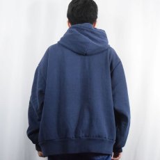 画像3: 90's CAMBER USA製 "VILLANOVA UNIVERSITY" ロゴ刺繍 裏サーマル スウェットジップパーカー NAVY 2XL (3)