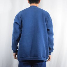 画像3: 90's Lee USA製 無地 スウェットカーディガン NAVY L (3)