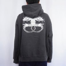 画像4: STUSSY 龍プリントスウェットフーディー L (4)