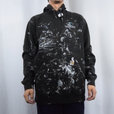 画像2: Carhartt ペンキペイント スウェットフーディ BLACK M (2)