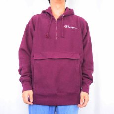 画像2: 2000's Champion REVERSE WEAVE ハーフジップスウェットフーディ L (2)