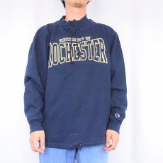 画像2: 90's Champion USA製 "UNIVERSITY OF ROCHESTER" モックネックスウェット NAVY XL (2)