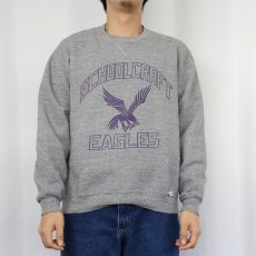 画像2: 80's RUSSELL ATHLETIC USA製 "SCHOOLCRAFT EAGLES" 前V プリントスウェット L (2)