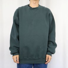 画像2: 90's〜 RUSSELL ATHLETIC USA製 前V 無地スウェット GREEN XLT (2)