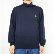 画像2: 70〜80's CHEMISE LACOSTE FRANCE製 タートルネック ウールニットセーター NAVY SIZE5 (2)