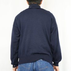 画像3: 70〜80's CHEMISE LACOSTE FRANCE製 タートルネック ウールニットセーター NAVY SIZE5 (3)