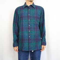 画像2: 70's Pendleton チェック柄 ウールシャツ L (2)