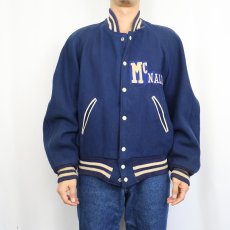 画像2: 50's Hatchers "McNALLYS" ワッペン付き メルトンスタジャン NAVY (2)