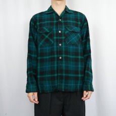 画像2: 60's Pendleton チェック柄 オープンカラーウールシャツ XL (2)