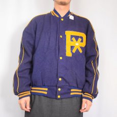 画像4: 60's〜 Sportswear "ST. PLUS X" ワッペン付き リバーシブル メルトンウールスタジャン NAVY (4)