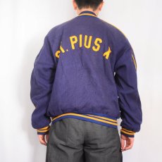 画像5: 60's〜 Sportswear "ST. PLUS X" ワッペン付き リバーシブル メルトンウールスタジャン NAVY (5)