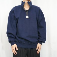 画像2: 90's RUSSELL ATHLETIC USA製 "HGIH COTTON" ハーフジップスウェット NAVY XL (2)