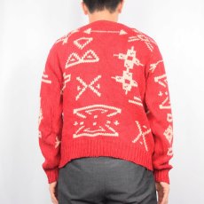 画像3: 90's J.CREW 総柄 リネン×コットン ニットセーター S (3)