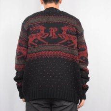 画像3: POLO Ralph Lauren バーズアイ×ノルディック柄 コットンニットセーター BLACK XL (3)