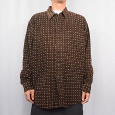 画像2: 90's J.CREW チェック柄 コーデュロイシャツ L (2)