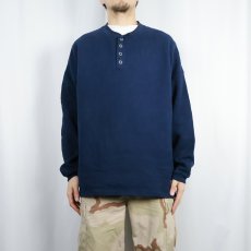 画像2: 90's〜 RUSSELL ATHLETIC USA製 ヘンリーネックスウェット NAVY L (2)