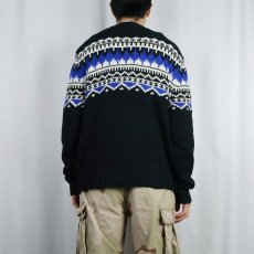 画像3: POLO Ralph Lauren ノルディック柄 コットン×カシミア ニットセーター BLACK L (3)