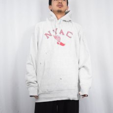 画像2: 2000's Champion REVERSE WEAVE "NYAC" ウイングフット プリントスウェットフーディー XL (2)