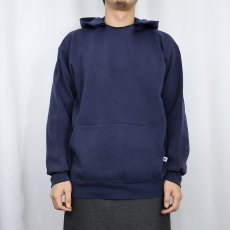 画像2: 90's〜 RUSSELL ATHLETIC USA製 無地スウェットフーディ NAVY XXL (2)