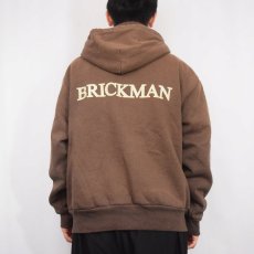 画像4: 90's CAMBER USA製 "BRICKMAN" 裏サーマル ロゴ刺繍 スウェットジップパーカー XL (4)