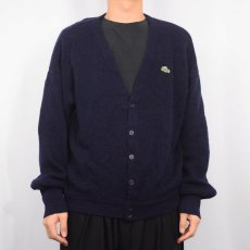 画像2: 70〜80's CHEMISE LACOSTE FRANCE製 ウールニットカーディガン NAVY SIZE6 (2)