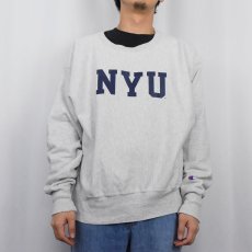 画像2: 2000's Champion REVERSE WEAVE "NYU" プリントスウェット L (2)