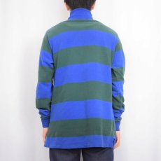 画像3: 90's POLO Ralph Lauren USA製 ボーダー柄 タートルネック 鹿の子ロンT M (3)